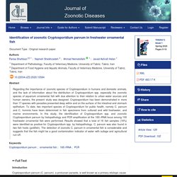 JOURNAL OF ZOONOTIC DISEASES (IR) - 2020 - Identification of zoonotic Cryptosporidium parvum in freshwater ornamental fish