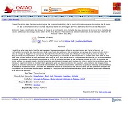 OATAO - 2012 - Thèse en ligne : Identification des facteurs de risque de la mortinatalité, de la mortalité des veaux de moins de