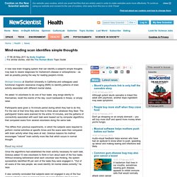 Mind-reading scan identifies simple thoughts - health - 26 May 2011