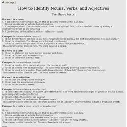 How to identify nouns, verbs, adjectives