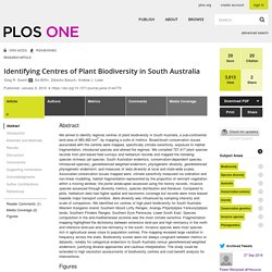 PLOS 06/01/16 Identifying Centres of Plant Biodiversity in South Australia