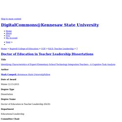 "Identifying Characteristics of Expert Elementary School Technology Int" by Mark Campoli