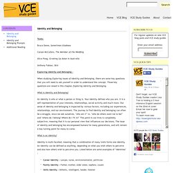 Identity and Belonging - VCE Study Guides