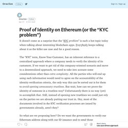 Proof of Identity on Ethereum (or the “KYC problem”)