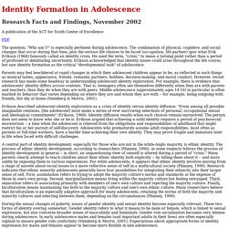 Identity Formation in Adolescence