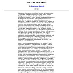 In Praise of Idleness By Bertrand Russell