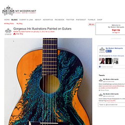 Gorgeous Ink Illustrations Painted on Guitars