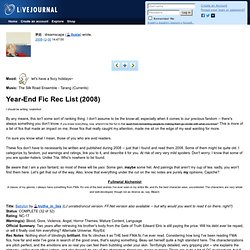 nisi credideritis, non intelligetis - ⚜ - Year-End Fic Rec List (2008)