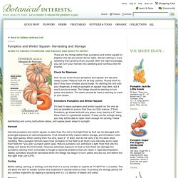 Pumpkins and Winter Squash- Harvesting and Storage