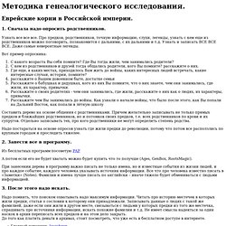 Методика генеалогического исследования.Еврейские корни в Российской империи.