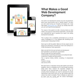 What Makes a Good Web Development Company?