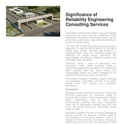 Significance of Reliability Engineering Consulting Services