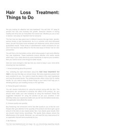 Hair Loss Treatment: Things to Do