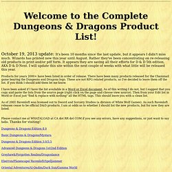 D&D Complete Product List