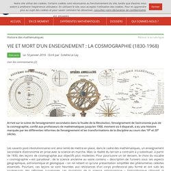 VIE ET MORT D’UN ENSEIGNEMENT : LA COSMOGRAPHIE (1830-1968)