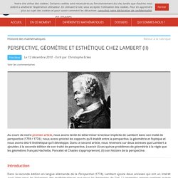 PERSPECTIVE, GÉOMÉTRIE ET ESTHÉTIQUE CHEZ LAMBERT (II)
