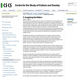 5. Imagining the Nation — Centre for the Study of Culture and Society