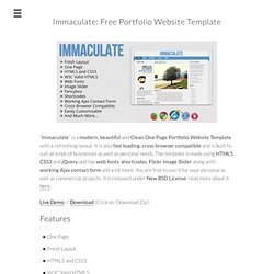 Immaculate: Free One Page Portfolio Website Template