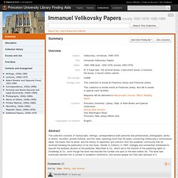 Immanuel Velikovsky Papers, 1920-1996 (bulk 1930-1979)