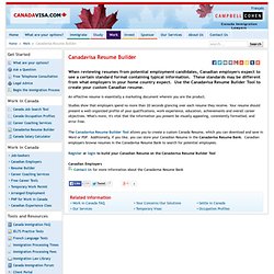 Work in Canada Immigration - Canadavisa Resume Builder