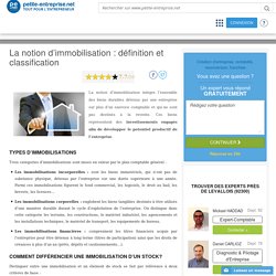 La notion d’immobilisation : définition et classification