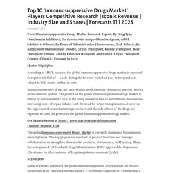 Top 10 ‘Immunosuppressive Drugs Market’ Players Competitive Research