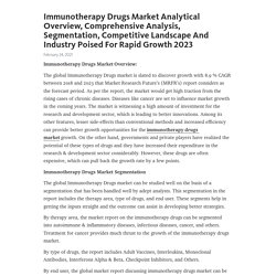 Immunotherapy Drugs Market Analytical Overview, Comprehensive Analysis, Segmentation, Competitive Landscape And Industry Poised For Rapid Growth 2023 – Telegraph