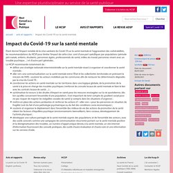 Impact du Covid-19 sur la santé mentale