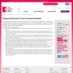 Impact du Covid-19 sur la santé mentale / HCSP, décembre 2021
