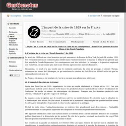 L'impact de la crise de 1929 sur la France - Fiche de cours : Histoire - Gestionotes