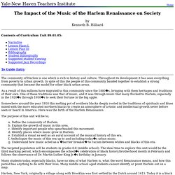 89.01.05: The Impact of the Music of the Harlem Renaissance on Society