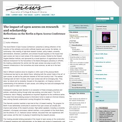 The impact of open access on research and scholarship