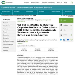 Tai Chi is Effective in Delaying Cognitive Decline in Older Adults with Mild Cognitive Impairment: Evidence from a Systematic Review and Meta-Analysis