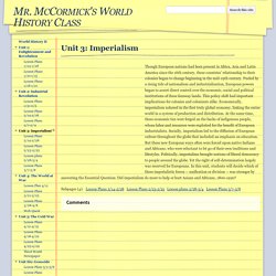 Unit 3: Imperialism - Mr. McCormick's World History Class