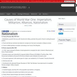 Causes of World War One: Imperialism, Militarism, Alliances, Nationalism