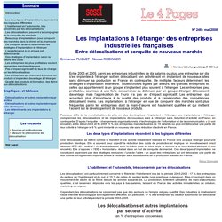 Les implantations à l’étranger des entreprises industrielles françaises