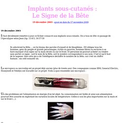 Implants sous-cutanes : le signe de la bête