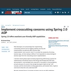 Implement crosscutting concerns using Spring 2.0 AOP