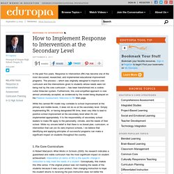 How to Implement Response to Intervention at the Secondary Level