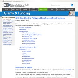 NIH Data Sharing Policy and Implementation Guidance
