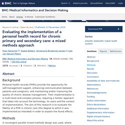 Evaluating the implementation of a personal health record for chronic primary and secondary care: a mixed methods approach