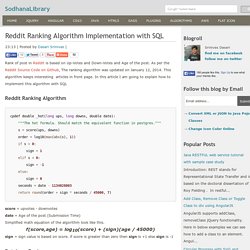 Reddit Ranking Algorithm Implementation with SQL