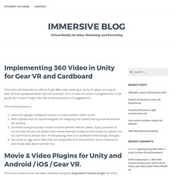 Implementing 360 Video in Unity for Gear VR and Cardboard – Immersive Blog