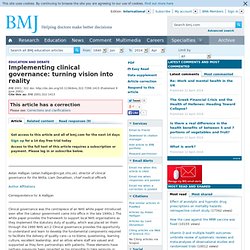 Implementing clinical governance: turning vision into reality