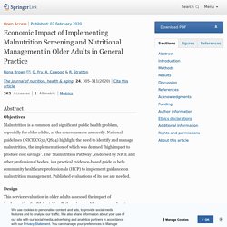 Economic Impact of Implementing Malnutrition Screening and Nutritional Management in Older Adults in General Practice