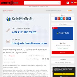 Implementing an E-KYC Software For Your Bank or Financial Organization