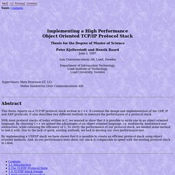 Implementing a High Performance Object Oriented TCP/IP Protocol Stack