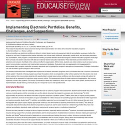Implementing Electronic Portfolios: Benefits, Challenges, and Suggestions (EDUCAUSE Quarterly)