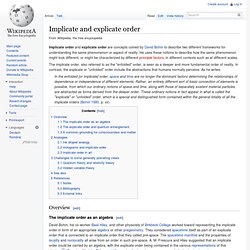 Implicate and explicate order according to David Bohm