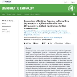 ENVIRONMENTAL ENTOMOLOGY 03/12/18 Comparison of Pesticide Exposure in Honey Bees (Hymenoptera: Apidae) and Bumble Bees (Hymenoptera: Apidae): Implications for Risk Assessments
